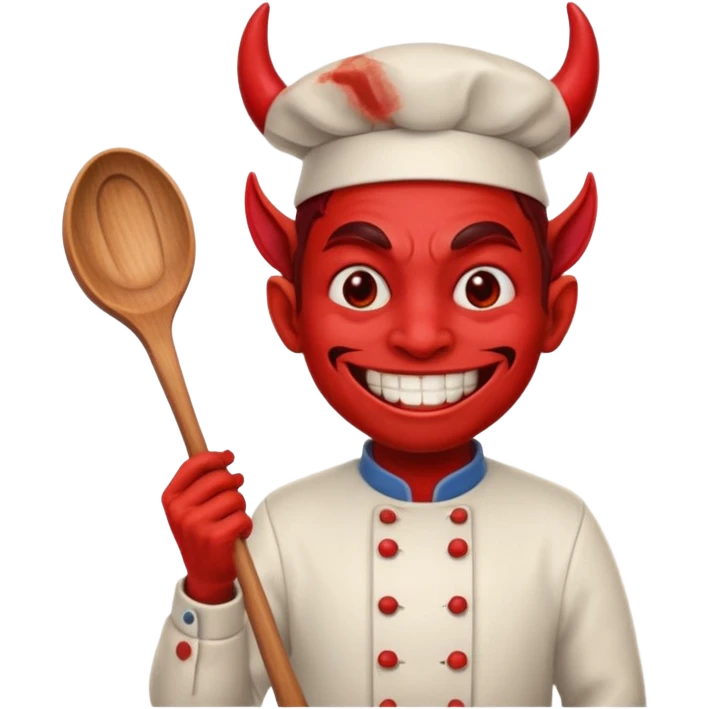 Cooker like demon with a smile and wooden spoon emoji