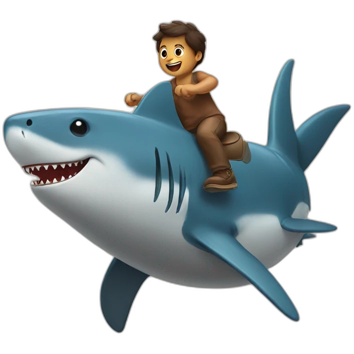 Brown bear riding a shark emoji