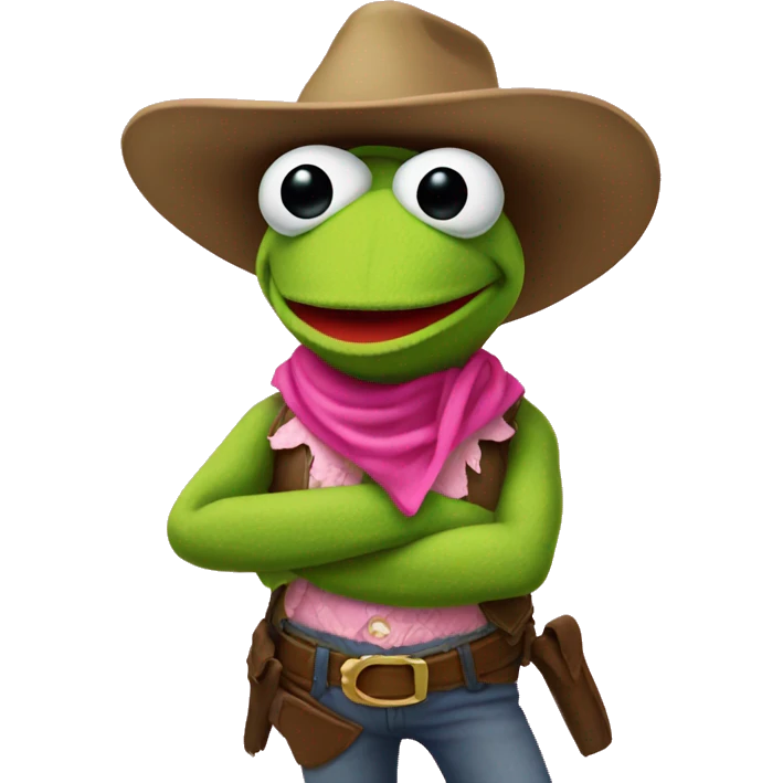 Kermit the frog as a pink cowboy  emoji