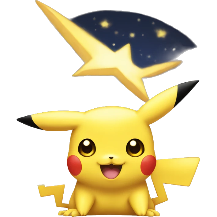 Pikachu smiling with star eyes emoji