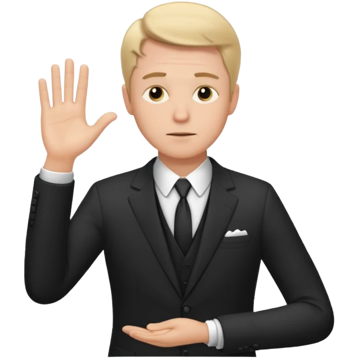 white man in formal suit in thought, shows something with his hand emoji