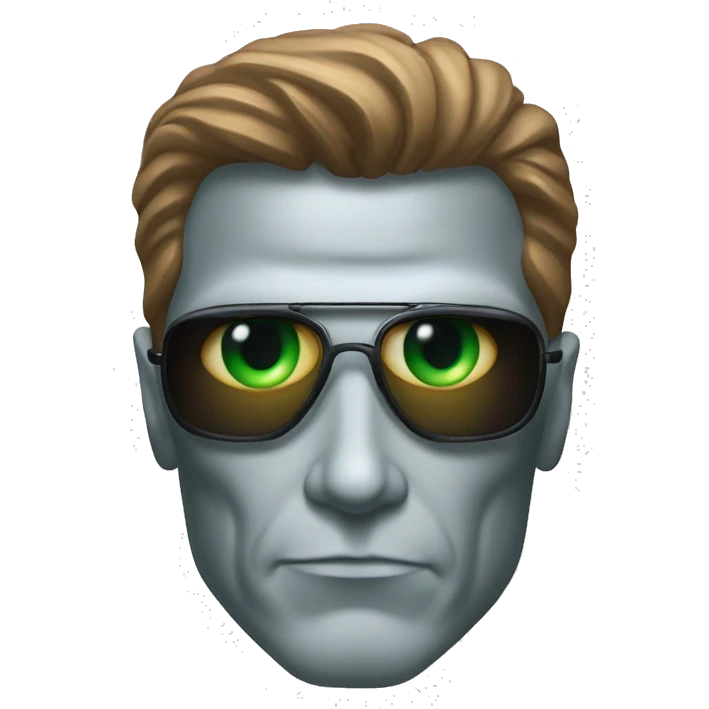 Arnold shwarcneger is a Terminator with green eye  emoji