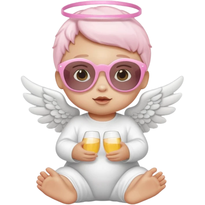 a baby animal with white angel wings and pink sunglasses on emoji