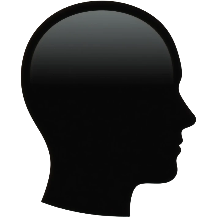 Simple emoji-style icon of a human profile silhouette, centered, minimalistic design, solid black figure on a light gray rounded square background, smooth edges, no facial features, no additional symbols, no plus sign, clean flat design, high contrast, modern UI emoji style emoji