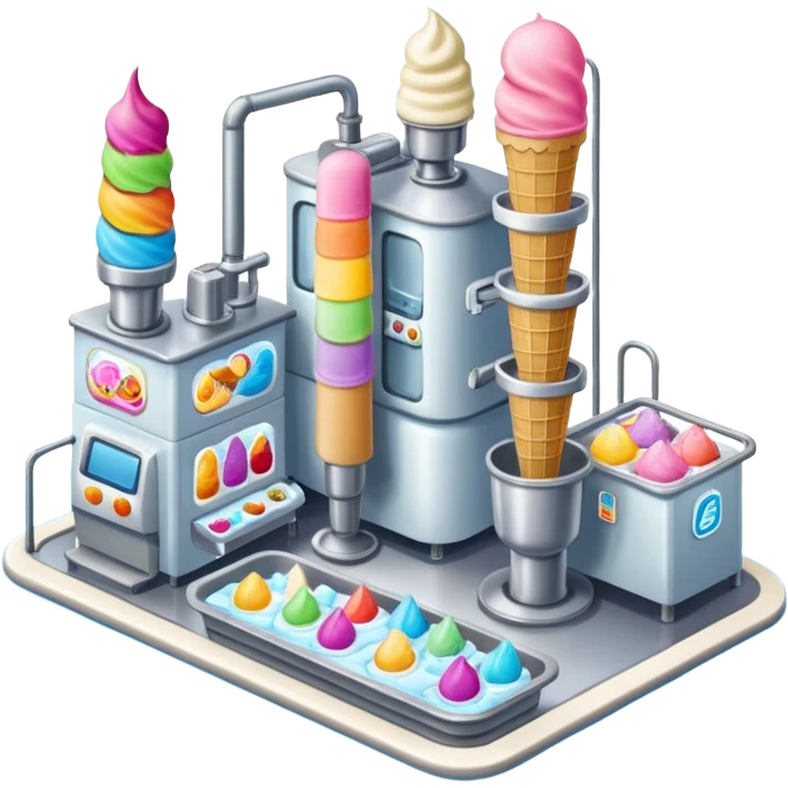 Ice cream factory with machines and production lines emoji