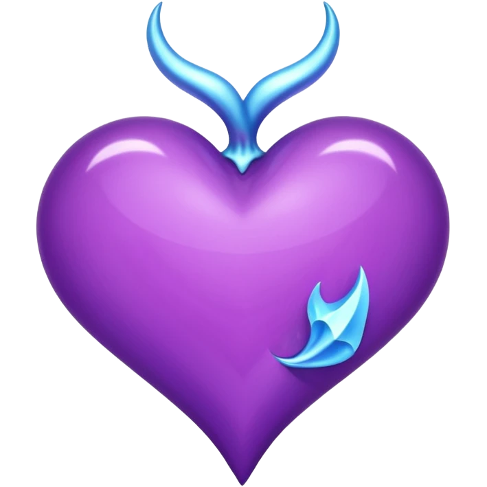 O inima mov,cu trecere spre albastru deschis si coada de drac! emoji