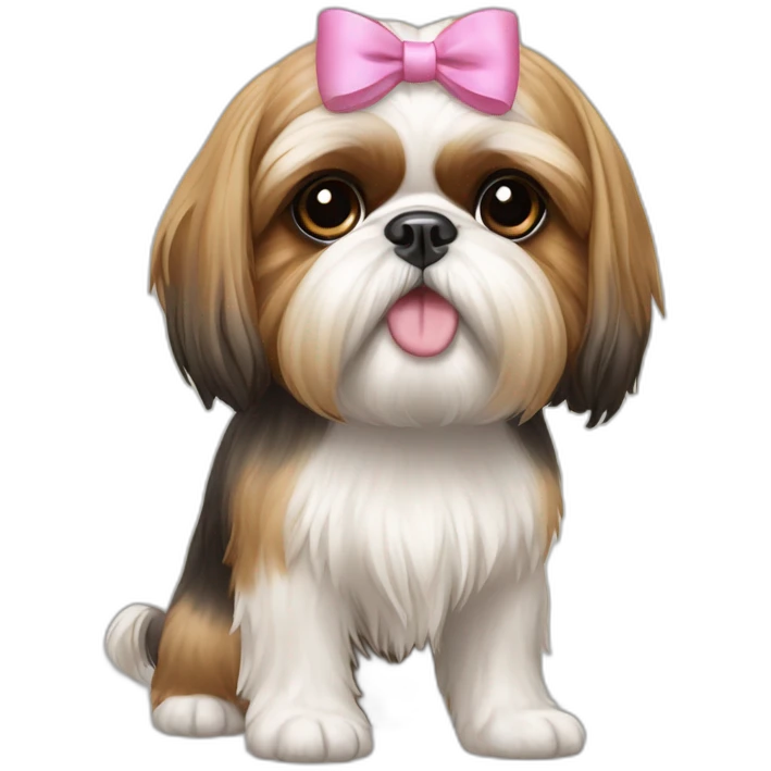 Dog Shih Tzu with a bow on head full-body emoji