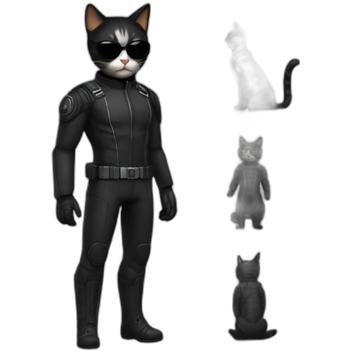 cat in nick fury suit and single eye patch full body emoji