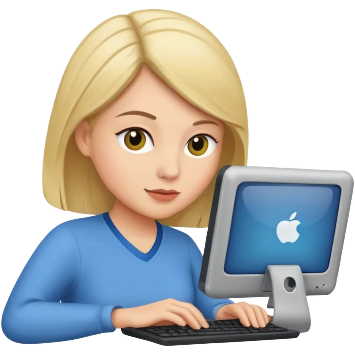 Kat using a computer emoji