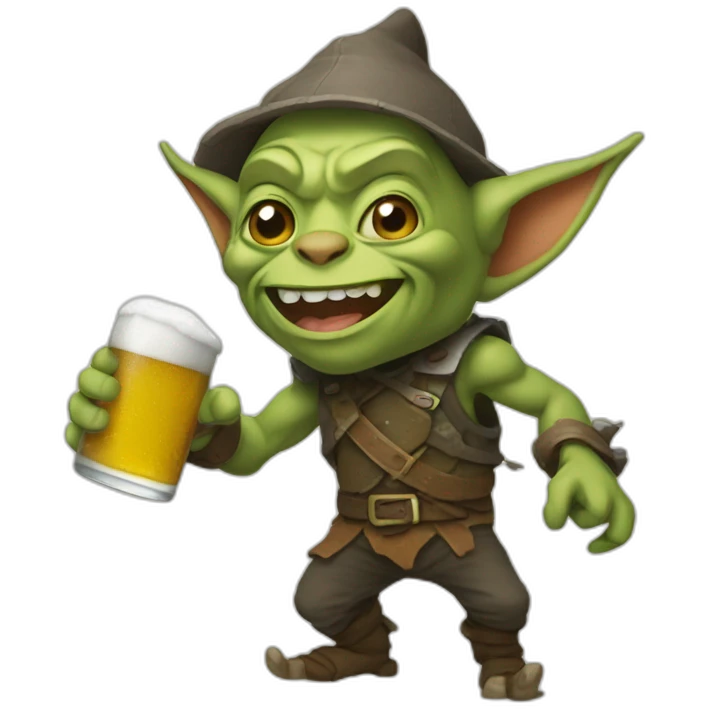Un goblin qui boit de la bierre emoji