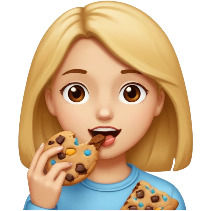 Girl eating a cookie thats bit into emoji