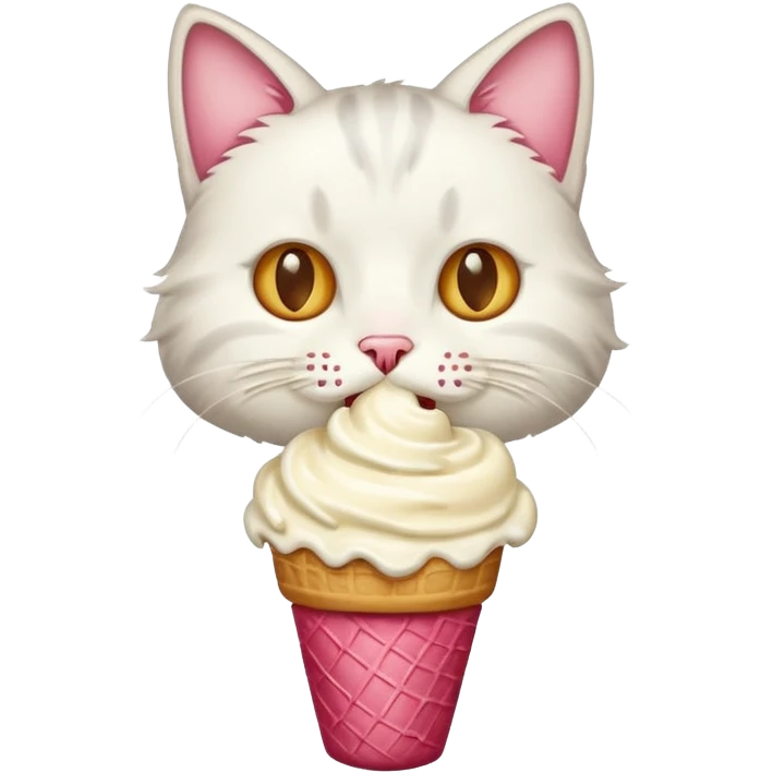 Un gato comiendo heladoo emoji