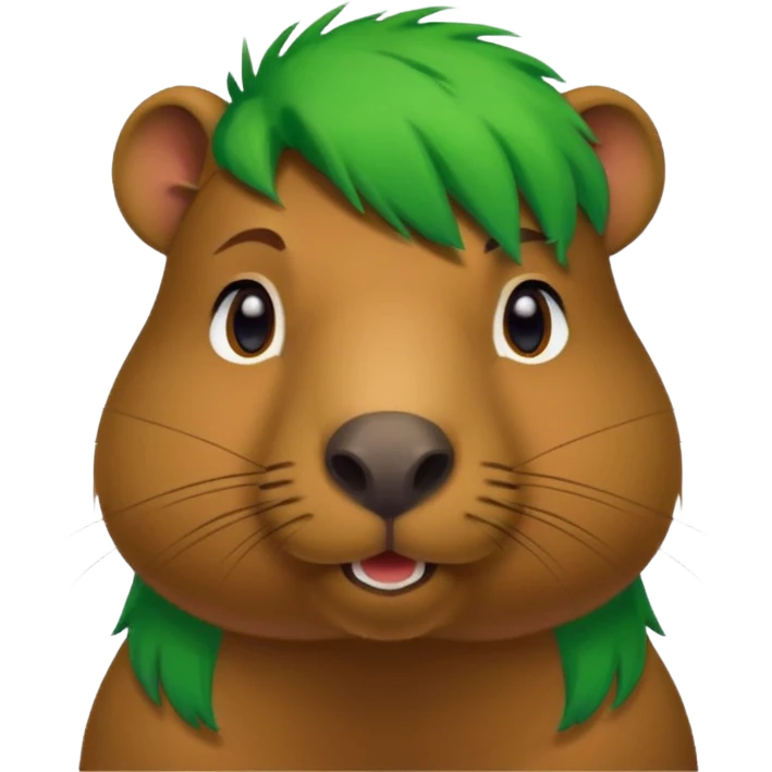 Capybara with green hair emoji