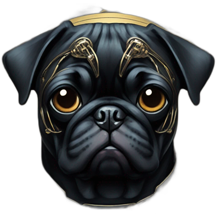 A cyberpunk black pug in Art Nouveau style during 1910 emoji