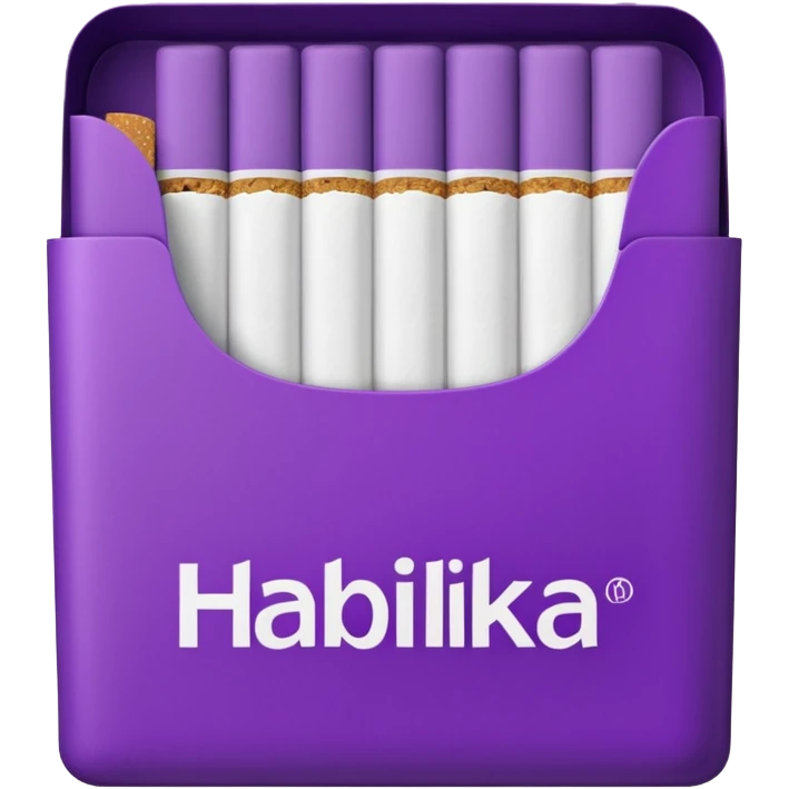 Создать emoji картинку с пачкой сигарет с надписью «HABILKA” на фиолетовом фоне emoji
