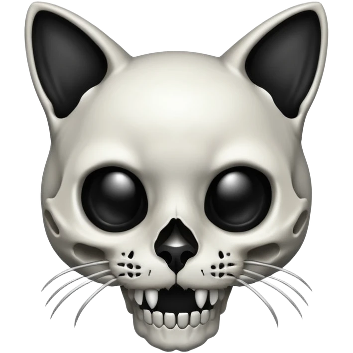 Dark Cute Cat skull black silver  emoji