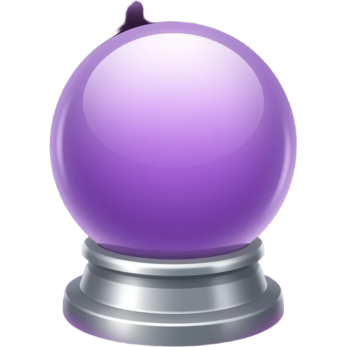 Crystal ball on a silver stand (inside a purple nebula) with white sparks (outside the edges) emoji