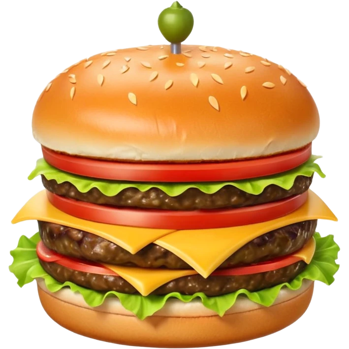 Hamburguesa con una carne, queso derretido, una rebanada de tomate, lechuga, una rebanada de piña. Colocar encima del pan una aceituna con un palillo emoji
