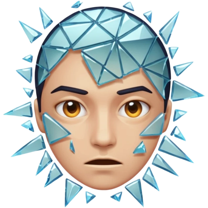 Face splitting into multiple expressions like shattered glass emoji
