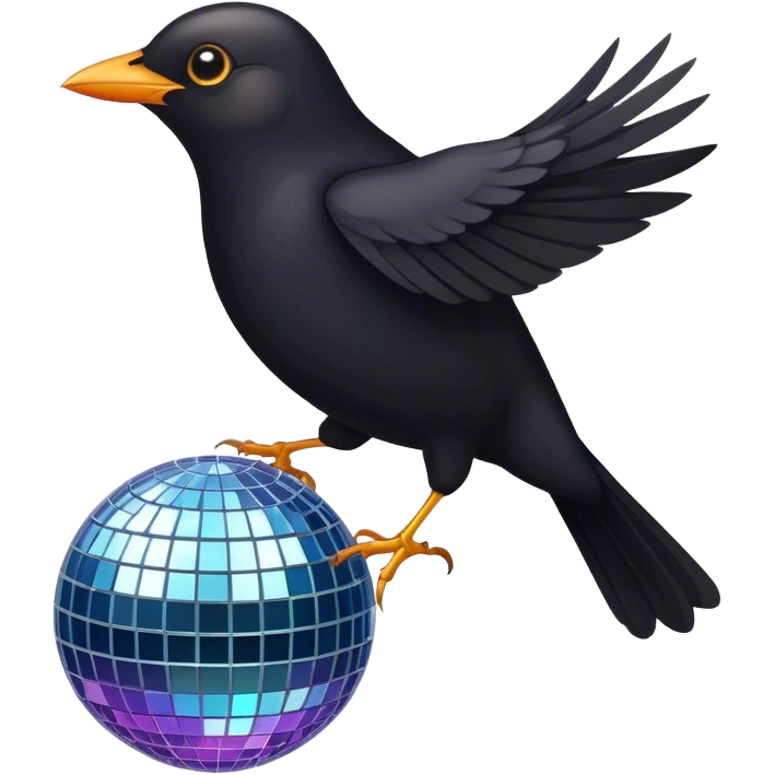 Blackbird with discobal  emoji