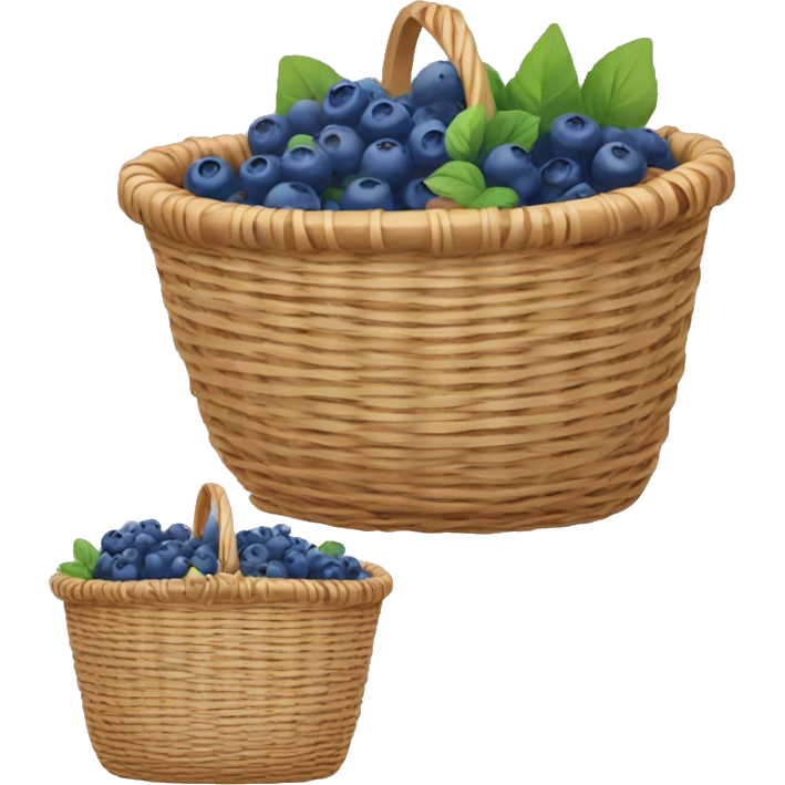 Wicker basket with little blueberries emoji