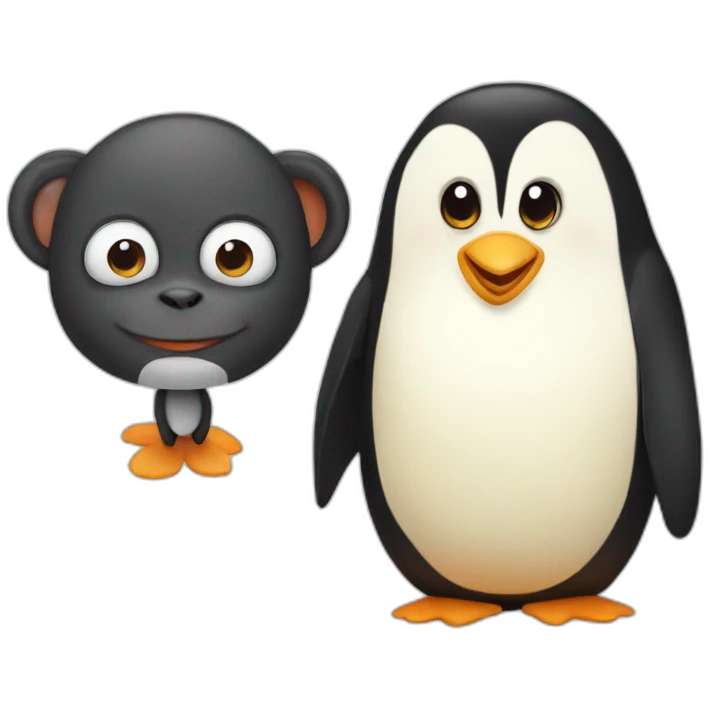 Penguin and monkey emoji