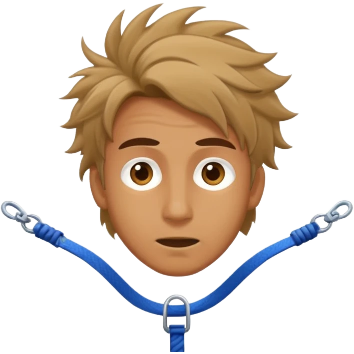 bungee jumping man face only with flying hair emoji