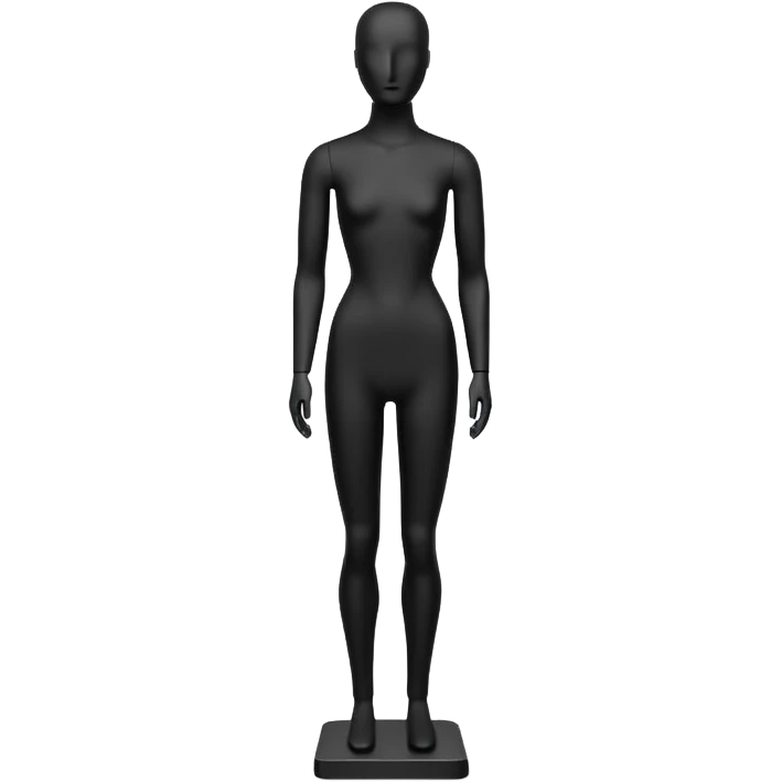 Minimalistic flat vector icon, iOS style, thin black contour on white background. Matte black mannequin in front of in 3D monochrome style. emoji