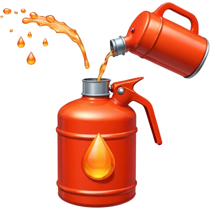 simple red gasoline canister plain pouring orange drops emoji