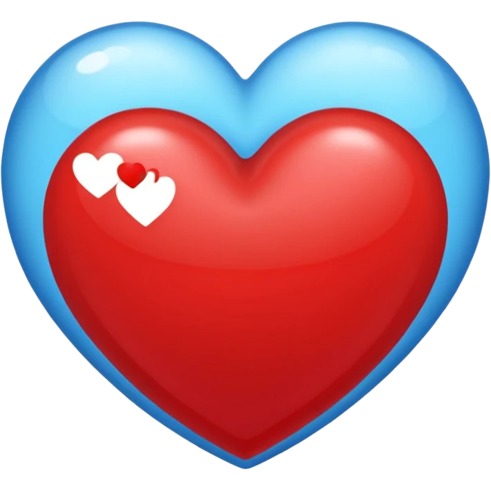 Corazón rojo único diferente con tonos azul claro emoji