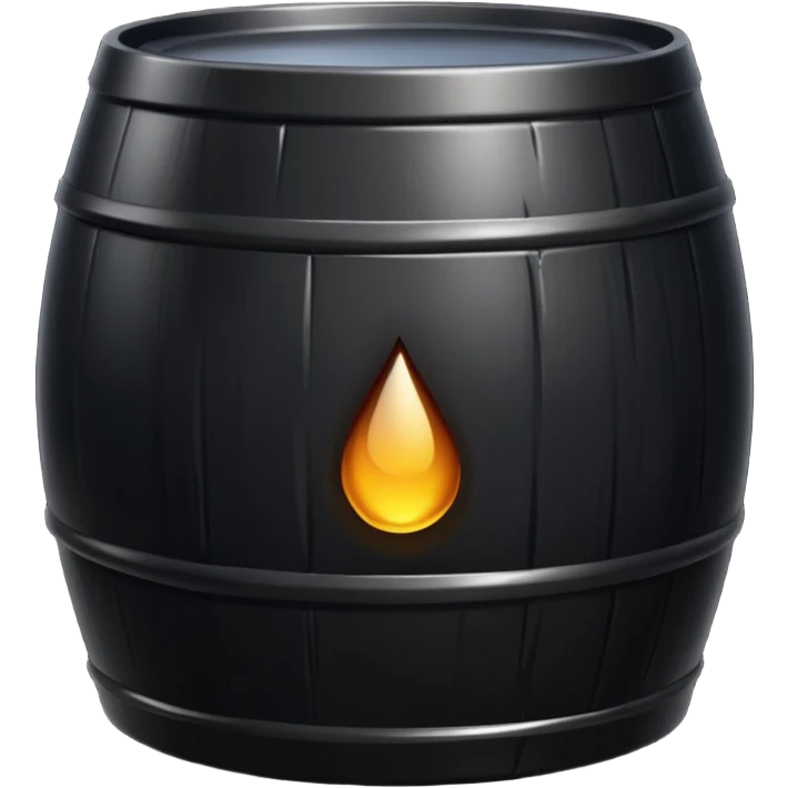generate an ultra realistic black metal barrel without rust and with a black drop of oil on it emoji