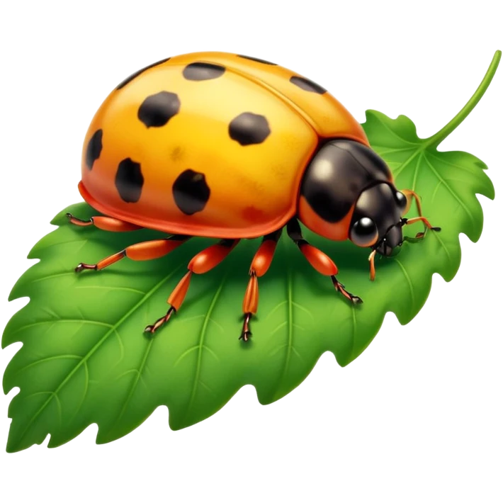  cute yellow lady bug on leaf emoji