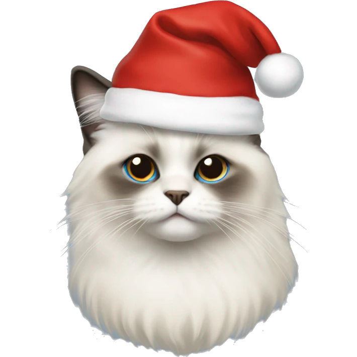 Birman Cat with santa hat emoji