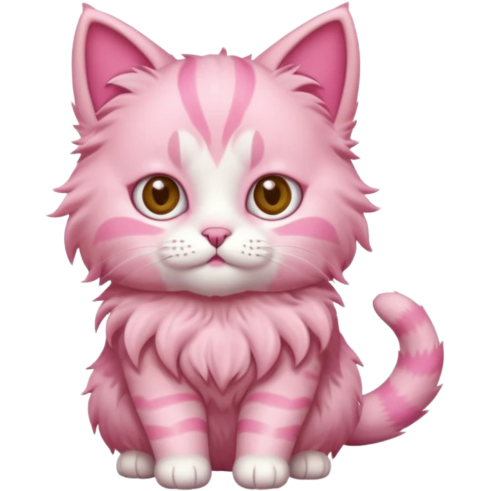 cute pink cat, full body. diferent body shape. emoji