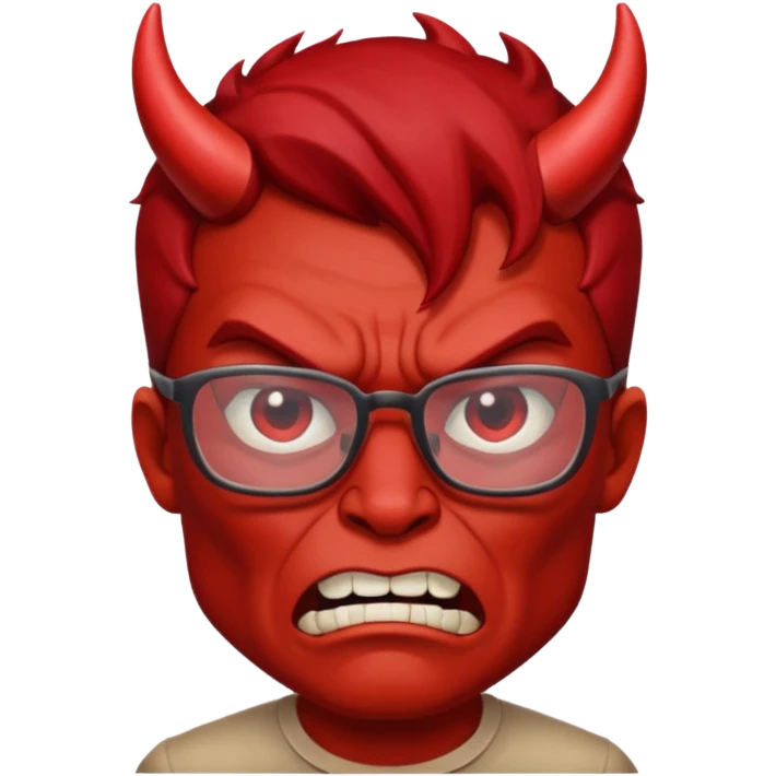 Devil man with rectangular glasses angry emoji