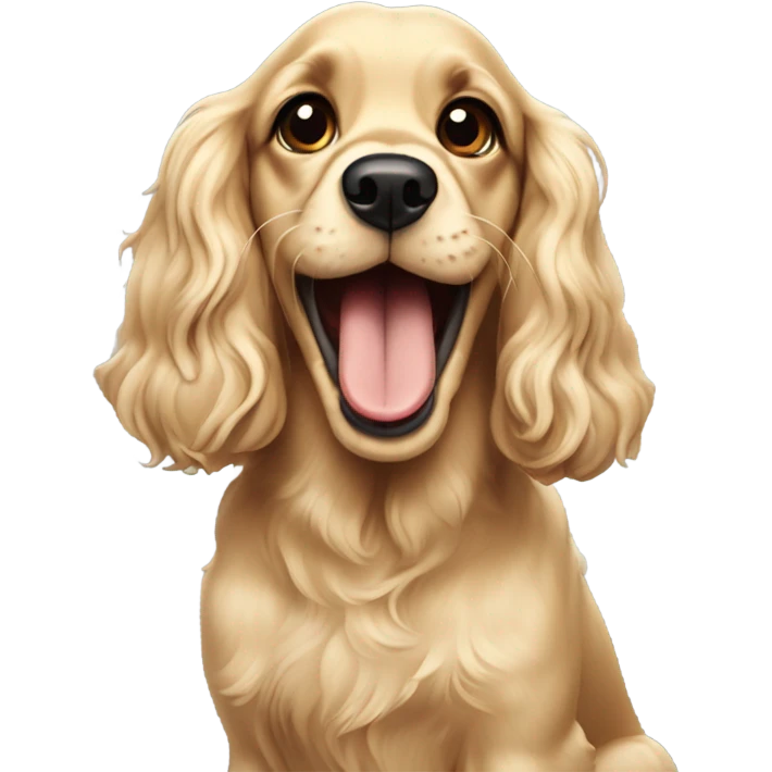 blonde Cocker spaniel eating emoji