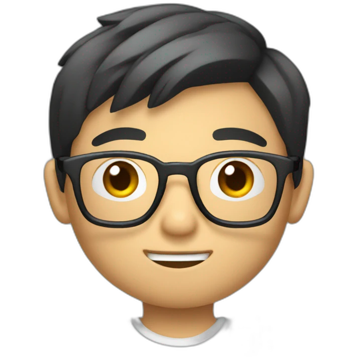 asian boy in specs with a dumbell emoji