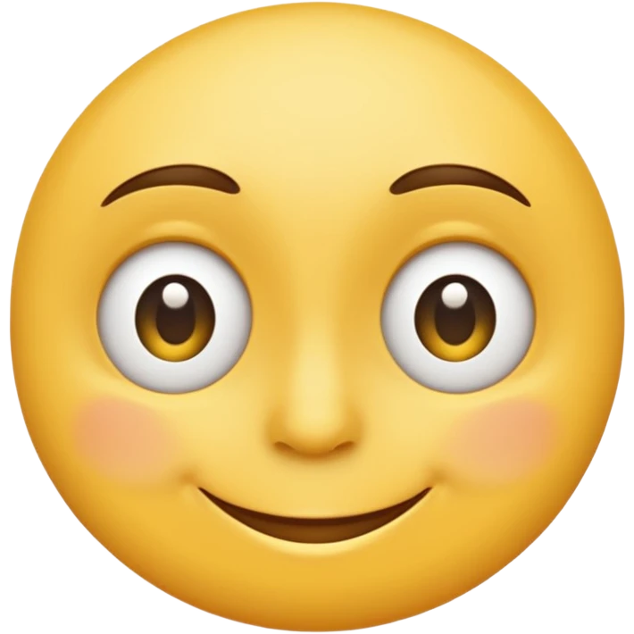 Emoji, yellow round smiling face, curved eyes narrow and snide emoji