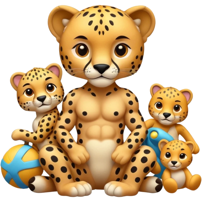 cheetah with a body and toys emoji