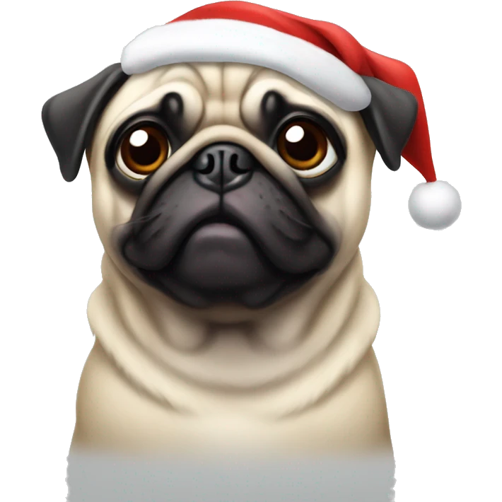  Pug wearing Santa hat emoji