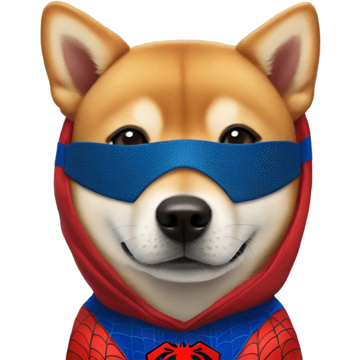 Shiba Inu dressed as spider man emoji