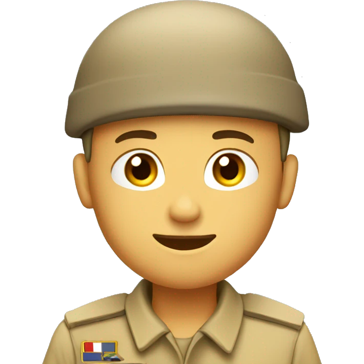 soldier saluting with desert uniform wearing beige beret emoji
