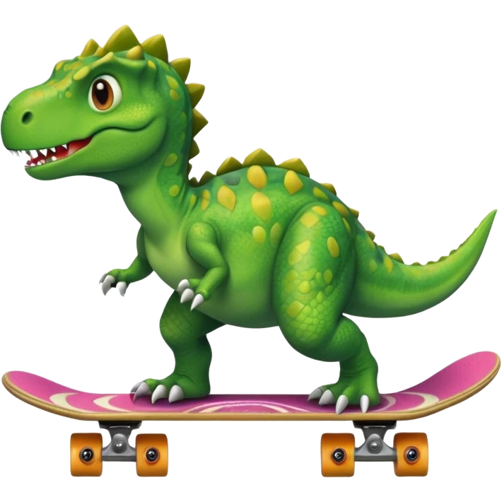 Dinosaur on a skateboard emoji