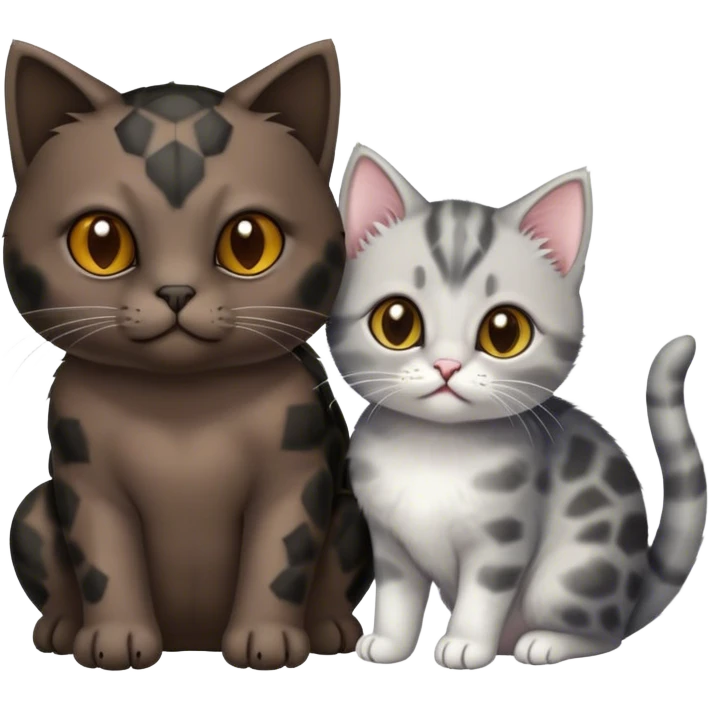 Dark tortoise cat with light grey kitten  emoji