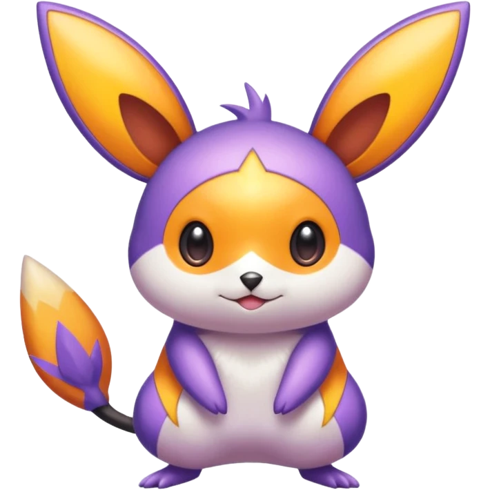 Purple and orange colorful iridescent Emolga-Victini-Pichu-Dedenne-fusion emoji