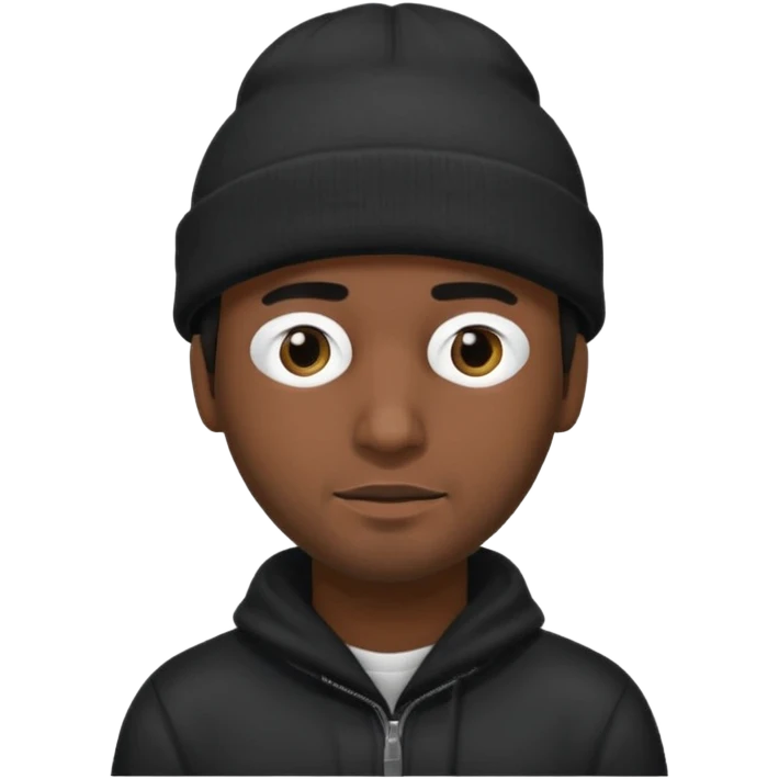 Hispanic man with black beanie hat that covers his eyes  emoji
