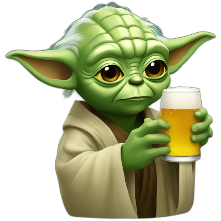 Yoda drinking beer emoji