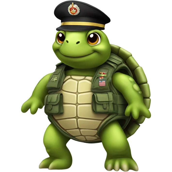 a turtle with a military uniform emoji