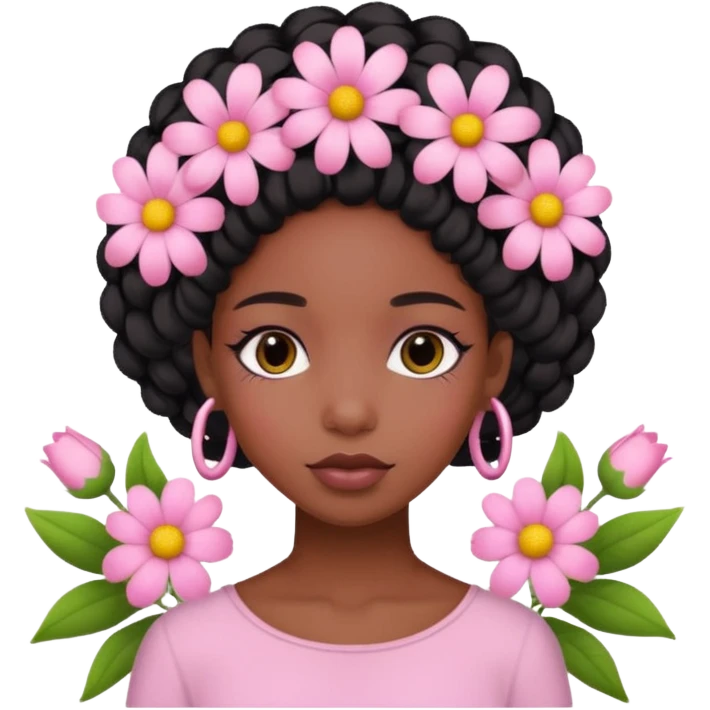 Pastel Pink Black Girl With Flowers emoji