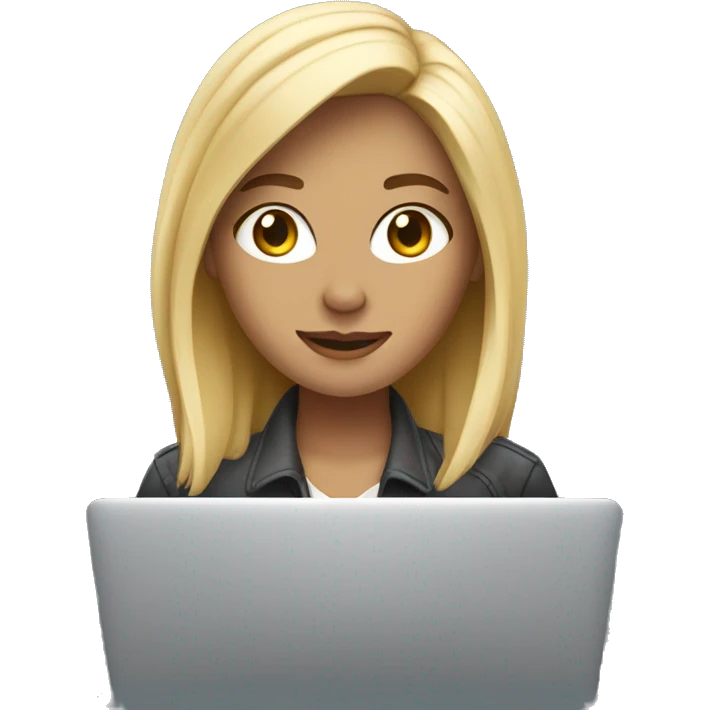 blonde female software engineer using Macbook emoji